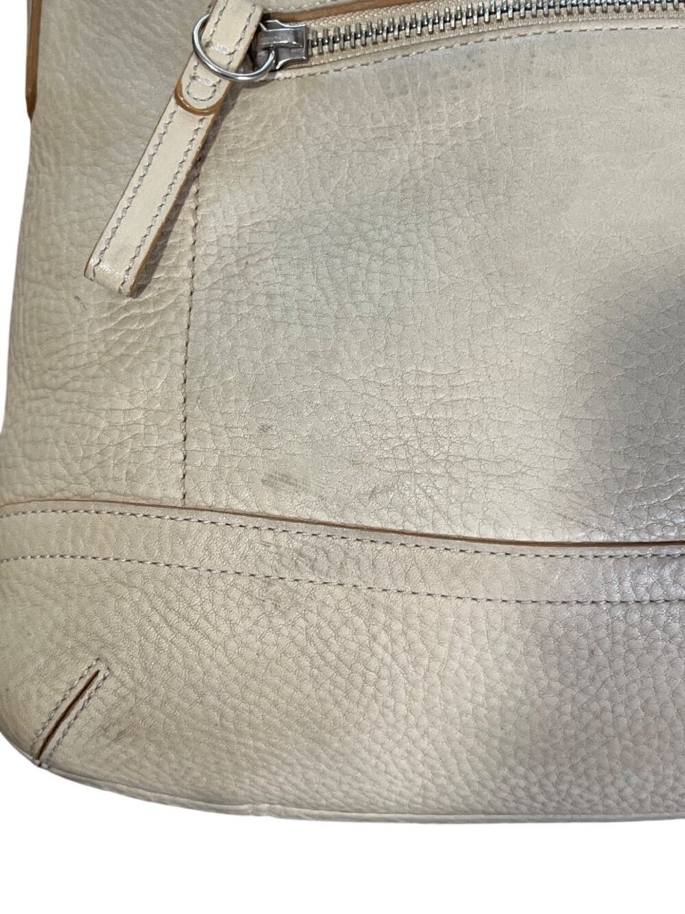 Coach Pebbled Leather Crossbody Bag With Front Zipper Pocket Messenger Beige - Picture 5 of 10